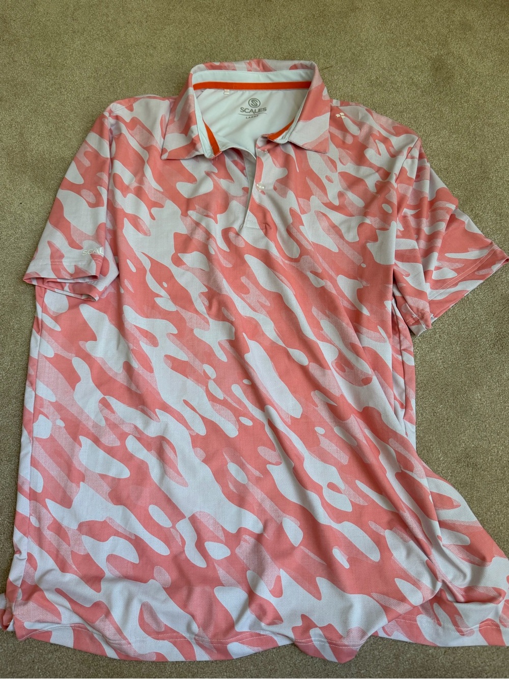 Scales Coral & White Camouflage Golf Polo